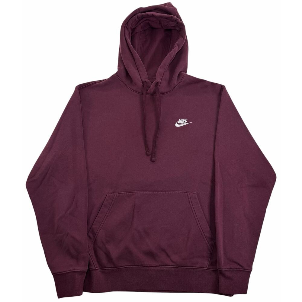 Nike Sportswear Men's Medium Club Fleece Hoodie Maroon Red Athletic Sweatshirt